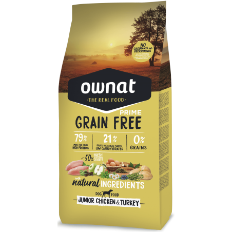 Ownat Prime Grain Free Junior Frango e Peru 14 kg