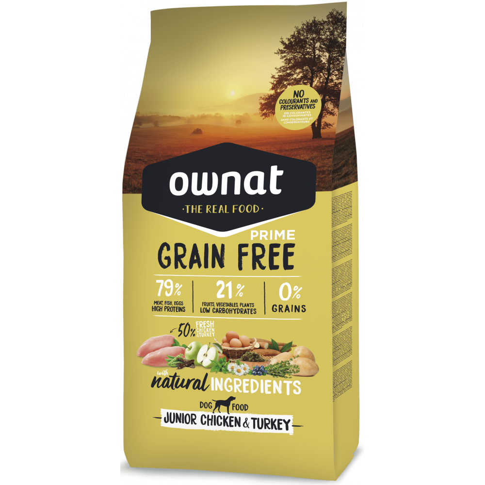 Ownat Prime Grain Free Junior Frango e Peru 14 kg