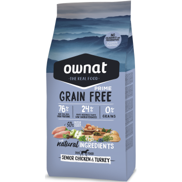 Ownat Prime Grain Free Senior Frango & Peru 14 kg