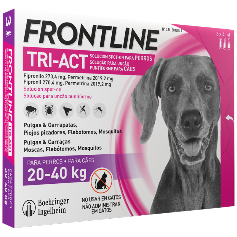 Frontline Tri-Act para Cães. 6 Pipetas