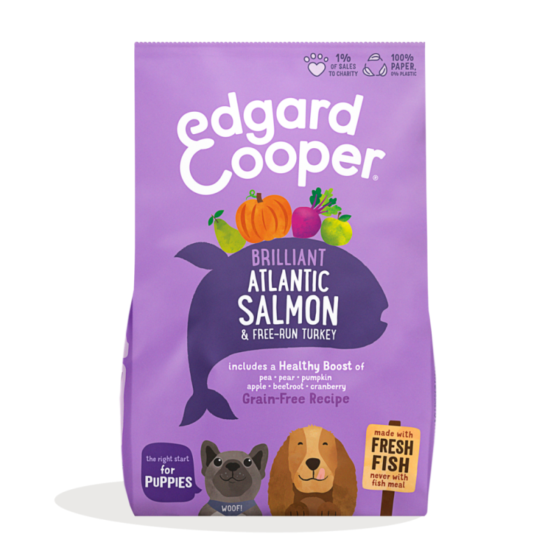 Edgard & Cooper Puppy Grain Salmão fresco do Atlântico ao ar livre e Turquia ao ar livre