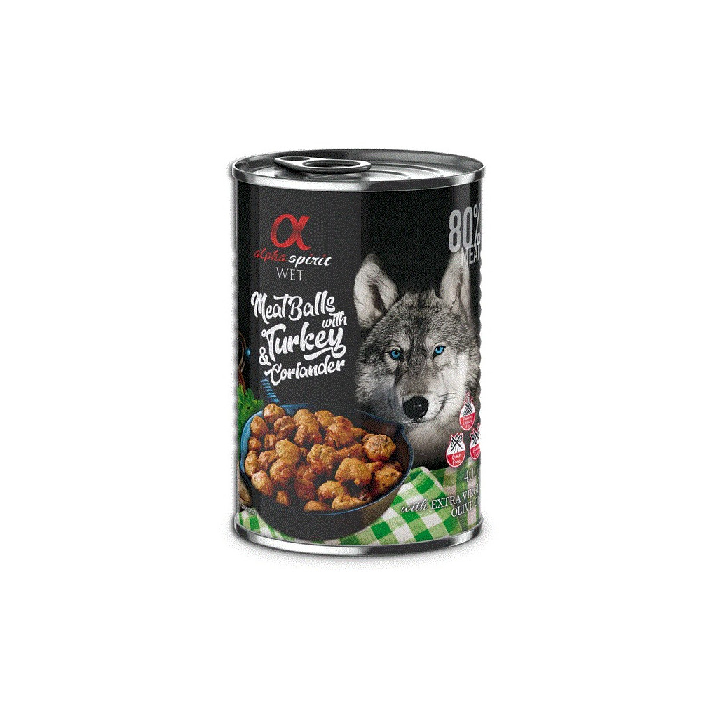 Alpha Spirit Lata de Almôndegas Peru e Coentro 400g