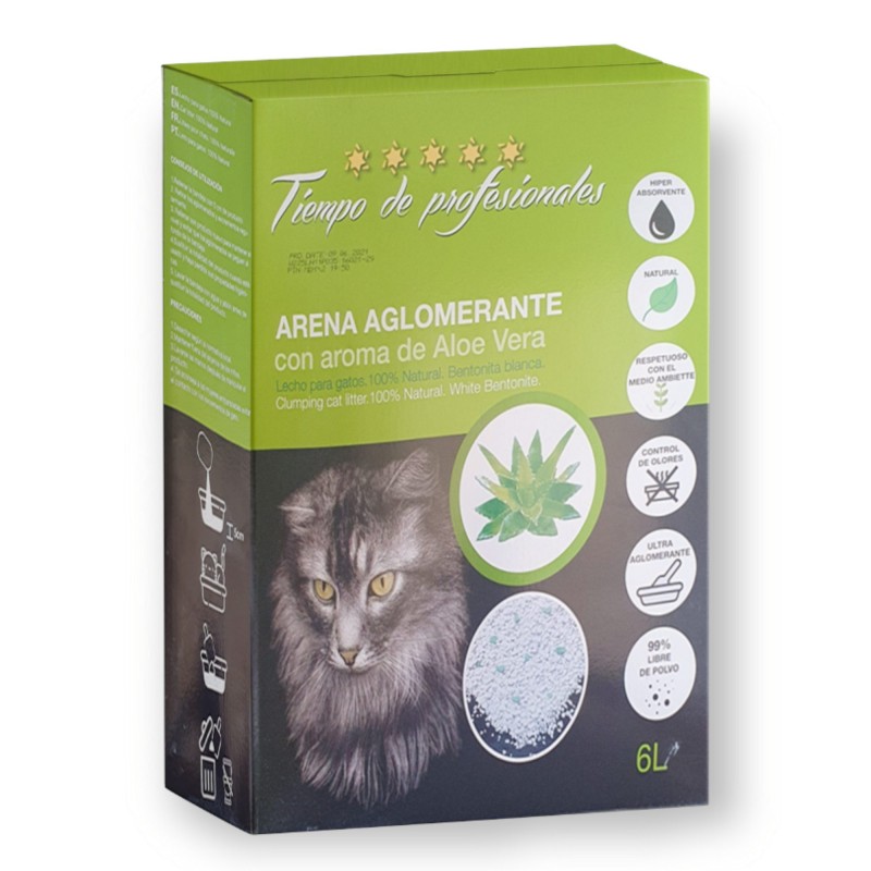 Tiempo de profesionales Ninhada de gato de Aloe Vera 6L.