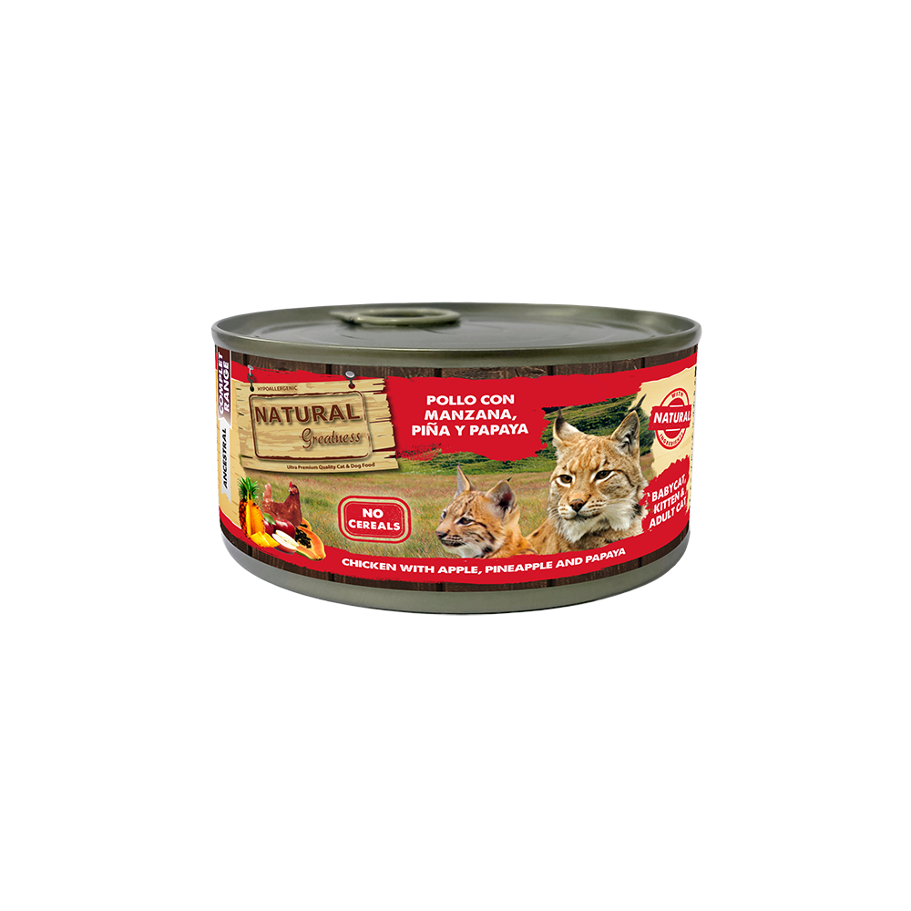 Natural Greatness Gato Lata Complet Frango com maçã, abacaxi e mamão