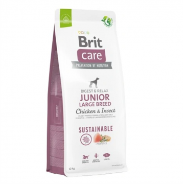 Brit Care Dog Junior Large Breed Sustainable Digest and Relax Pollo e Insecto 12 Kilos