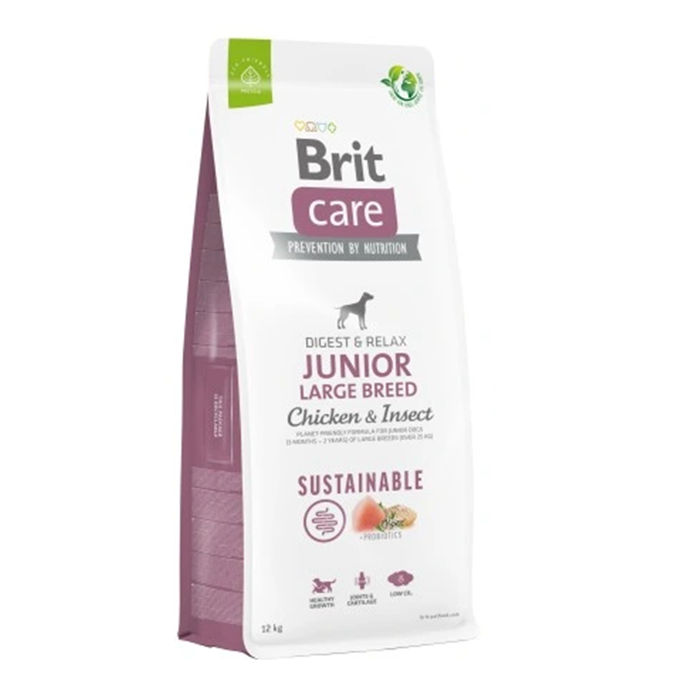 Brit Care Dog Junior Large Breed Sustainable Digest and Relax Pollo e Insecto 12 Kilos