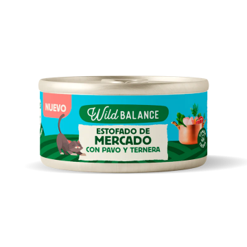 Wild Balance Gato Recetas del Chef Lata Estofado de Mercado con Pavo y Ternera para Gatos