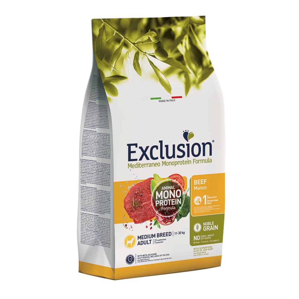 Exclusion Mediterraneo Monoprotein Adult Medium Breed Beef Exclusion Mediterraneo Monoprotein Adult Medium Breed Beef