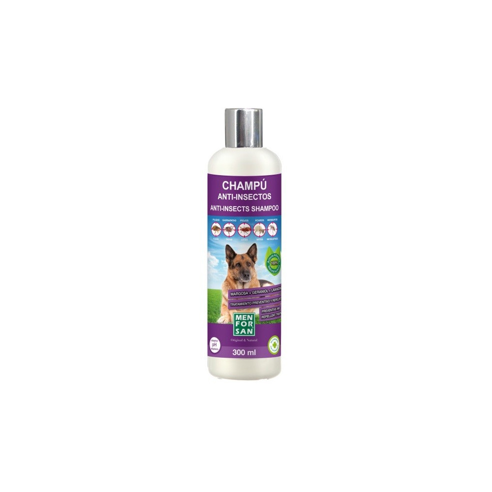 Shampoo Anti-insetos Menforsan Margosa, Geraniol, Lavandino 300ml